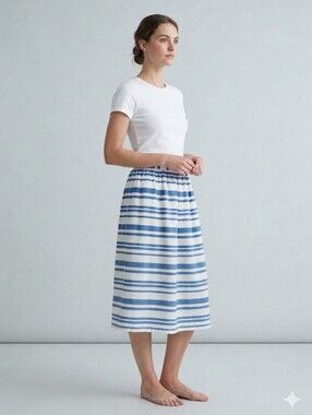 LEVI’S BLUE & WHITE STRIPED MIDI SKIRT XS